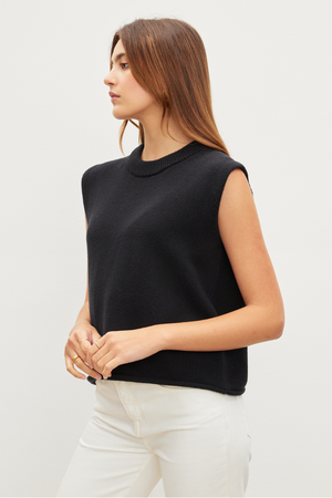 ASTER COTTON CASHMERE SLEEVELESS SWEATER
