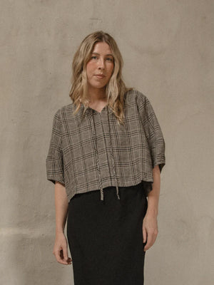 BLAIR TOP - GREY PLAID