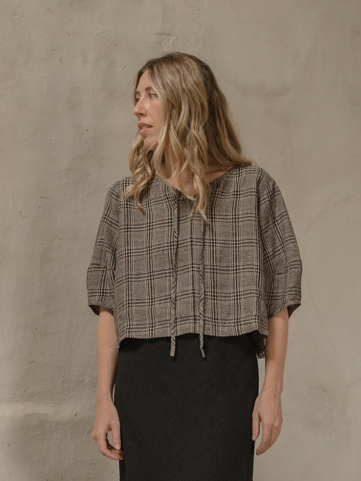 BLAIR TOP - GREY PLAID
