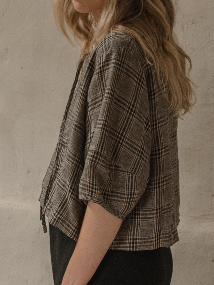 BLAIR TOP - GREY PLAID