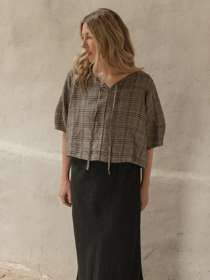 BLAIR TOP - GREY PLAID