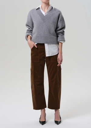 MARCELLE LOW SLUNG CARGO IN CORDUROY - MANUKA