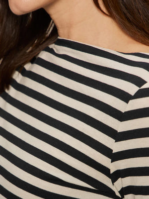 BOATNECK LONG SLEEVE TEE - OAT/BLACK STRIPE
