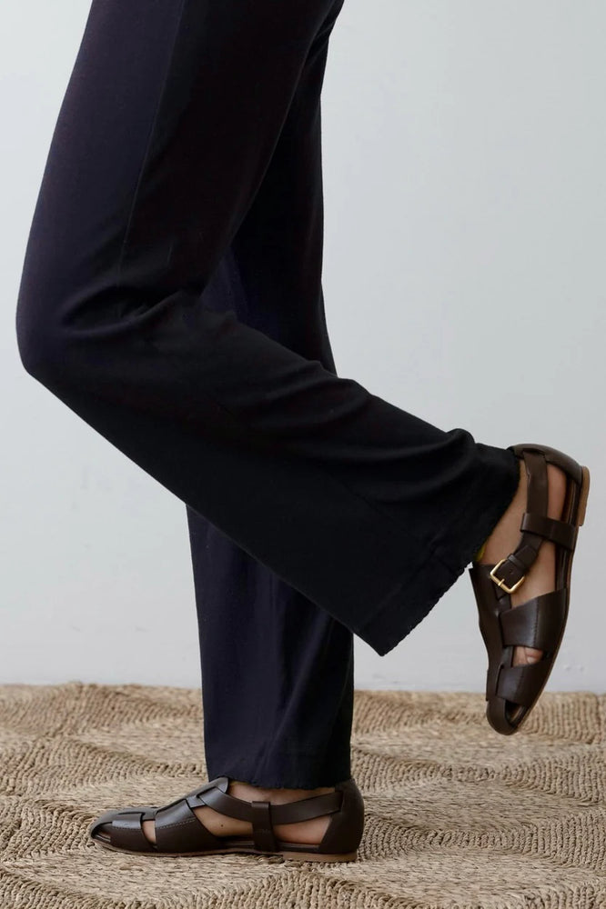 THE BABY RIB SCALLOP PANT - NAVY