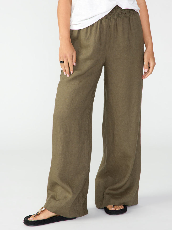 SMOCKED WIDE LEG PANT