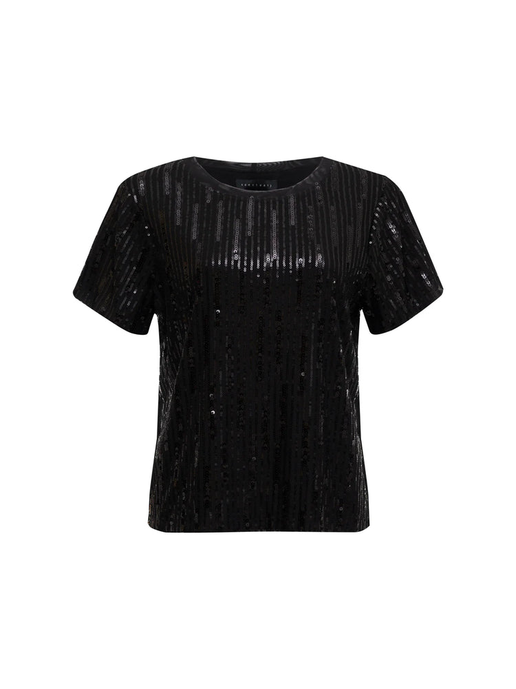 SEQUIN PERFECT TEE - BLACK