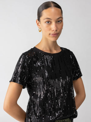 SEQUIN PERFECT TEE - BLACK