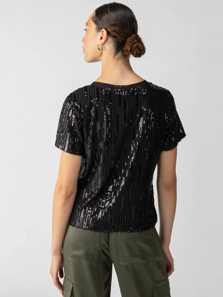 SEQUIN PERFECT TEE - BLACK