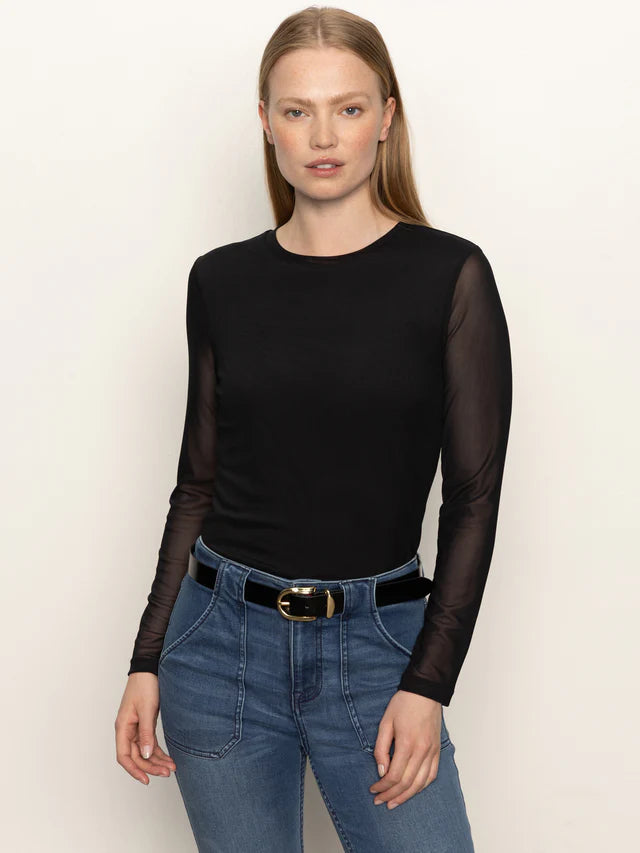 LONG SLEEVE PERFECT MESH TEE - BLACK