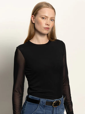 LONG SLEEVE PERFECT MESH TEE - BLACK