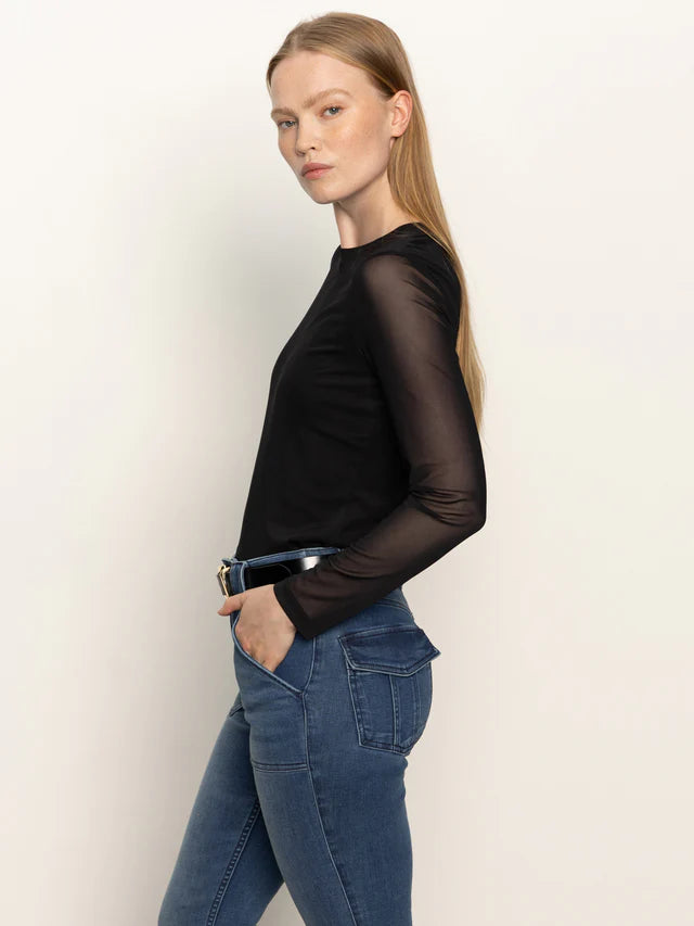 LONG SLEEVE PERFECT MESH TEE - BLACK