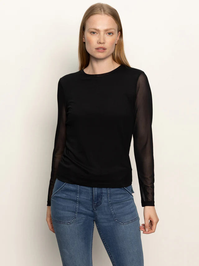LONG SLEEVE PERFECT MESH TEE - BLACK