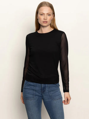 LONG SLEEVE PERFECT MESH TEE - BLACK