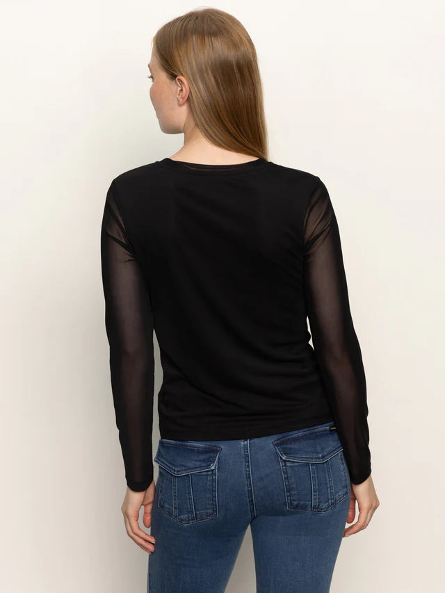 LONG SLEEVE PERFECT MESH TEE - BLACK