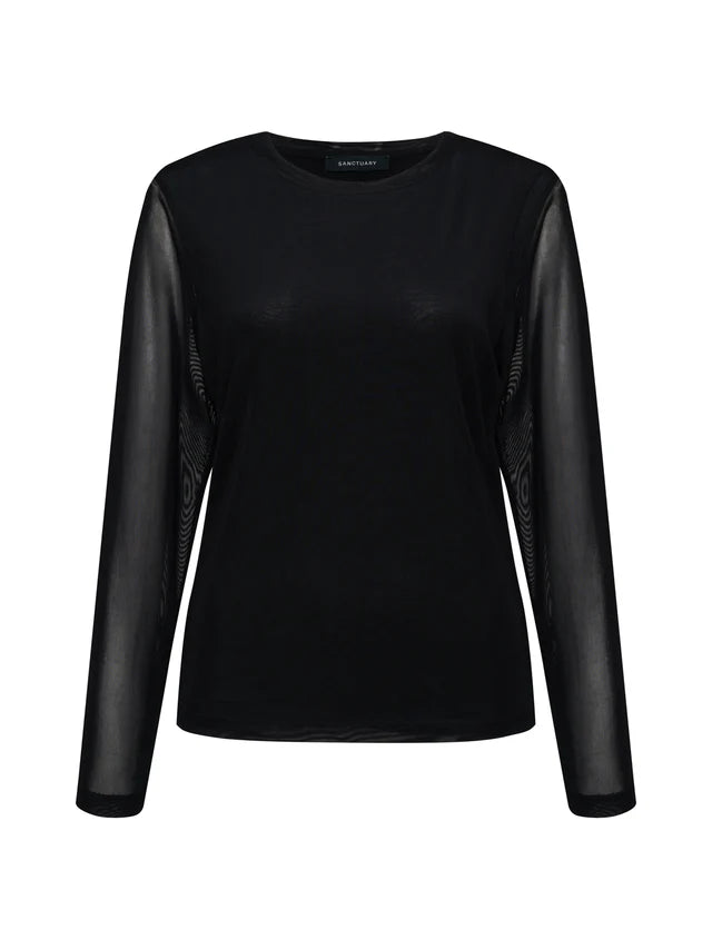 LONG SLEEVE PERFECT MESH TEE - BLACK