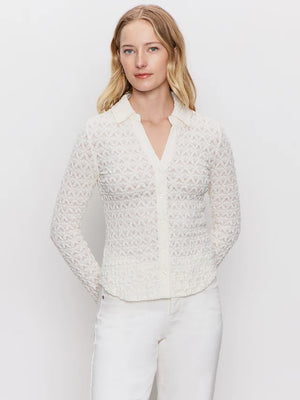 DREAMGIRL LACE BUTTON UP - CHALK