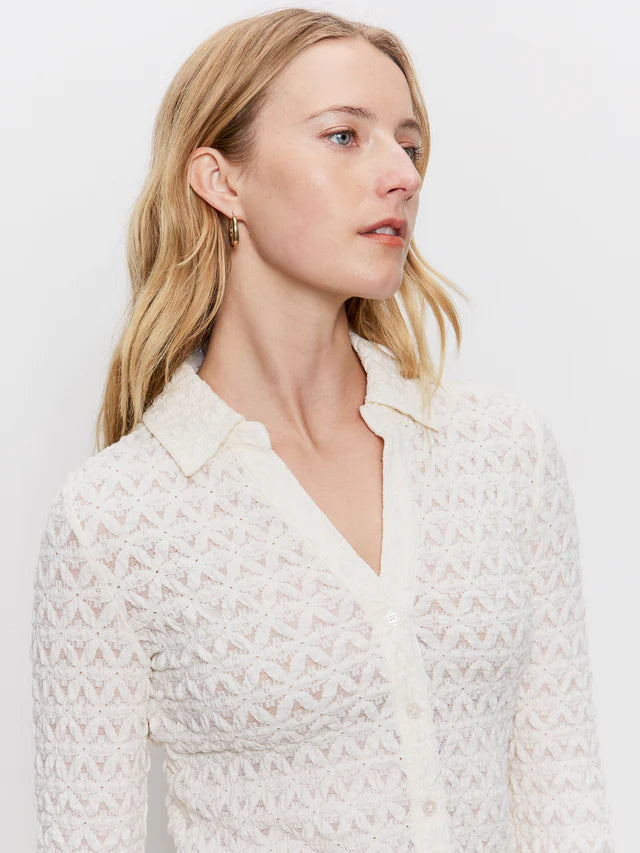 DREAMGIRL LACE BUTTON UP - CHALK