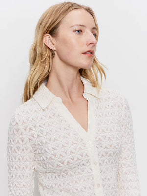 DREAMGIRL LACE BUTTON UP - CHALK
