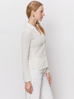 DREAMGIRL LACE BUTTON UP - CHALK