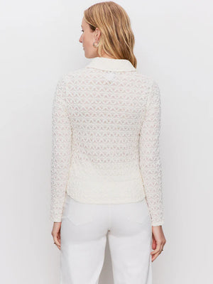DREAMGIRL LACE BUTTON UP - CHALK