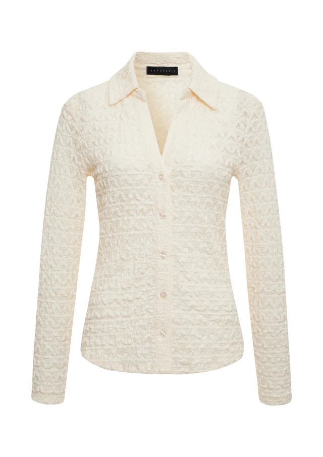 DREAMGIRL LACE BUTTON UP - CHALK