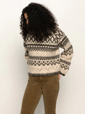 FAIRISLE CREW NECK SWEATER - LIGHT OAT