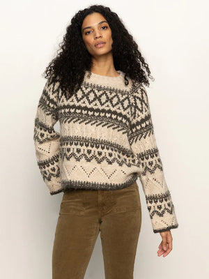 FAIRISLE CREW NECK SWEATER - LIGHT OAT