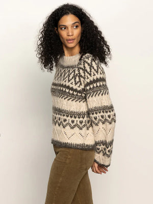 FAIRISLE CREW NECK SWEATER - LIGHT OAT