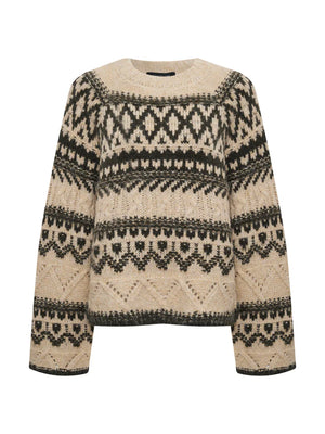 FAIRISLE CREW NECK SWEATER - LIGHT OAT