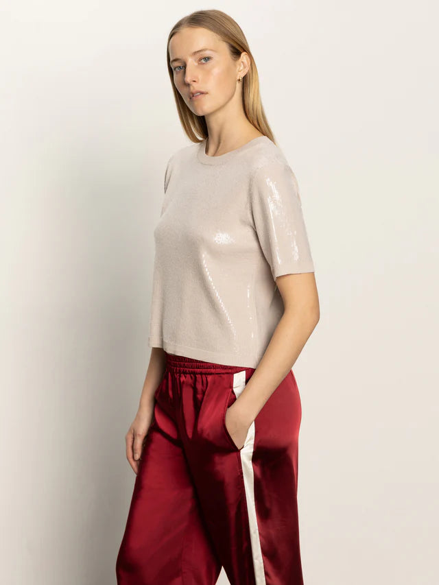 SPARKLE SEQUIN SWEATER - MOTHER OF PEARL