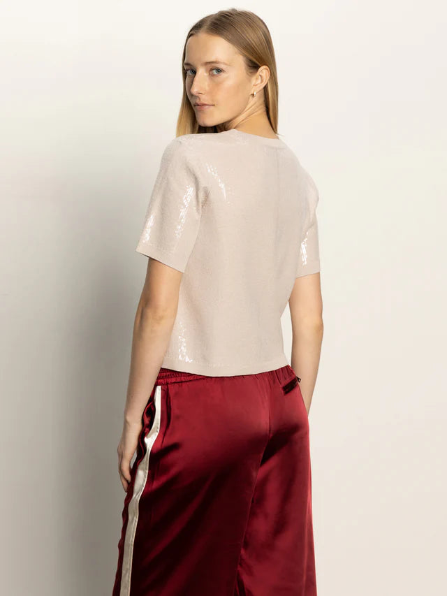 SPARKLE SEQUIN SWEATER - MOTHER OF PEARL