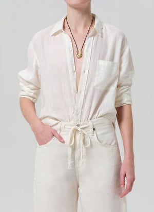 KAYLA SHRUNKEN LINEN SHIRT - VANILLA