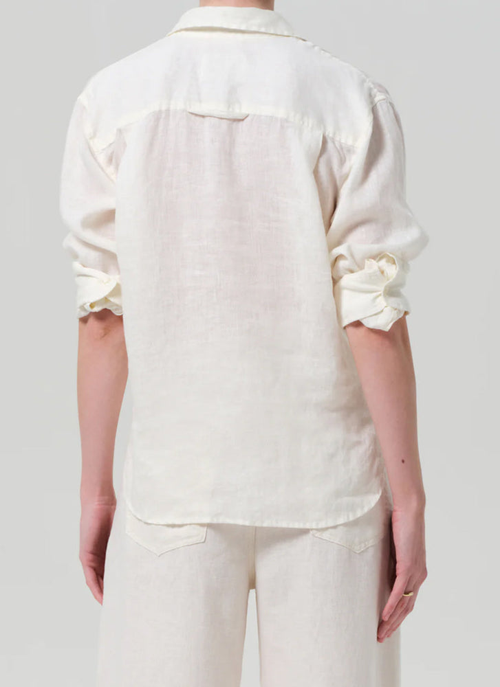 KAYLA SHRUNKEN LINEN SHIRT - VANILLA