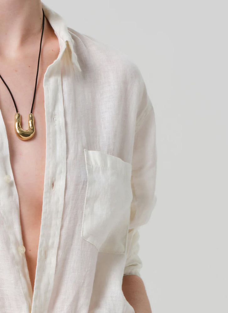 KAYLA SHRUNKEN LINEN SHIRT - VANILLA