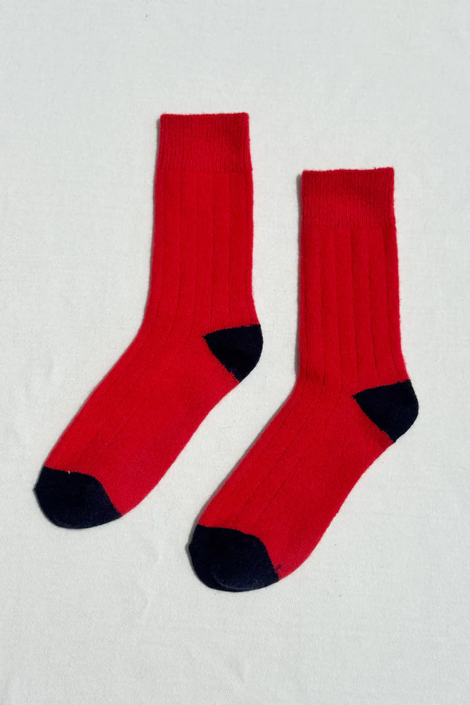 CLASSIC CASHMERE SOCKS - POPPY RED