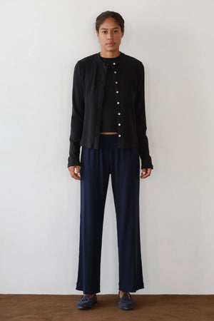 THE BABY RIB SCALLOP PANT - NAVY