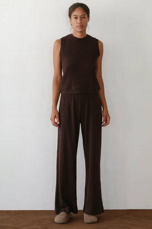 THE SWEATER RIB SIMPLE PANT - ESPRESSO