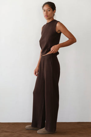THE SWEATER RIB SIMPLE PANT - ESPRESSO