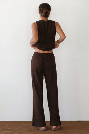 THE SWEATER RIB SIMPLE PANT - ESPRESSO