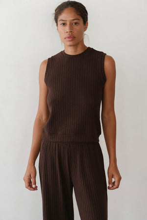 THE SWEATER RIB SHELL - ESPRESSO