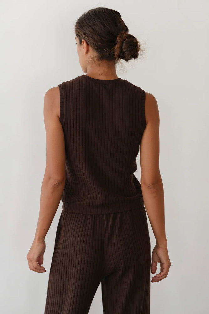 THE SWEATER RIB SHELL - ESPRESSO