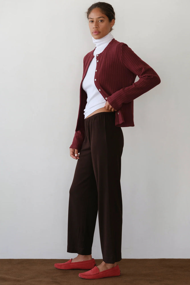 THE BABY RIB SCALLOP PANT - ESPRESSO