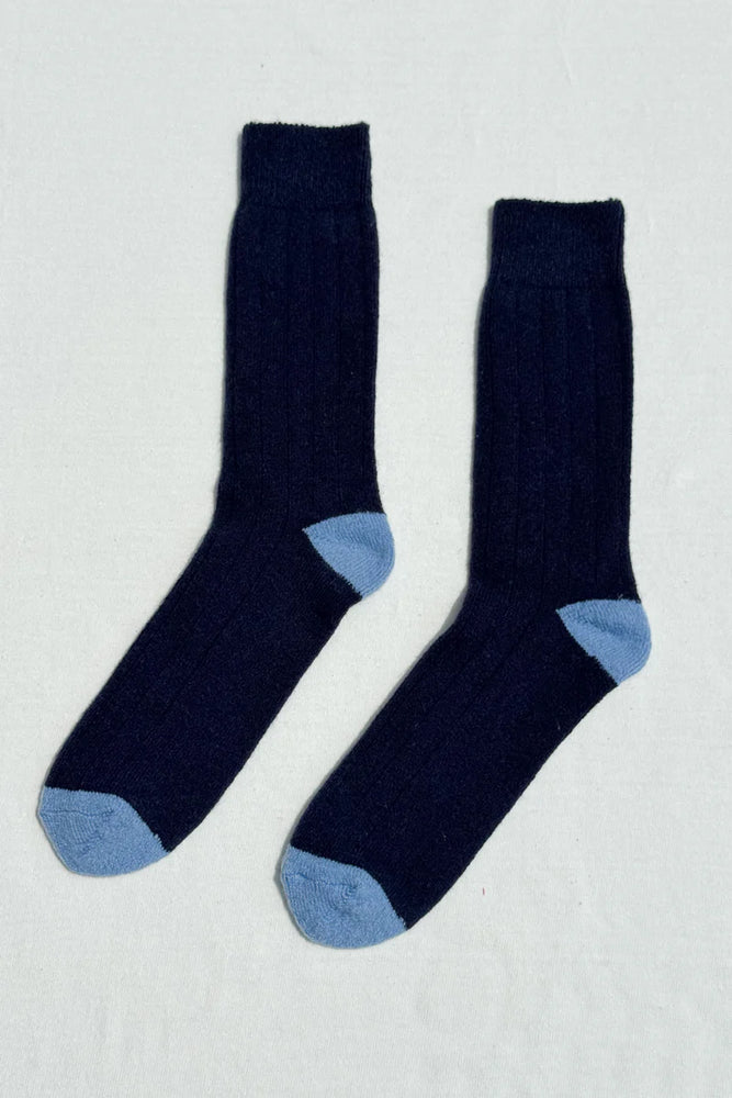 EXTENDED CASHMERE SOCK - NAVY