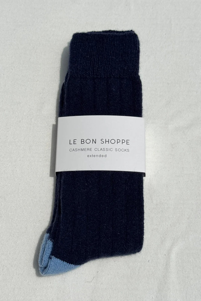 EXTENDED CASHMERE SOCK - NAVY