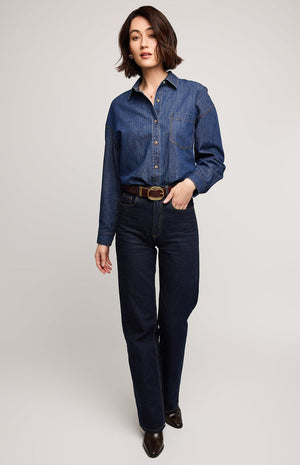 WHITNEY DENIM BUTTON DOWN - MEDIUM WASH