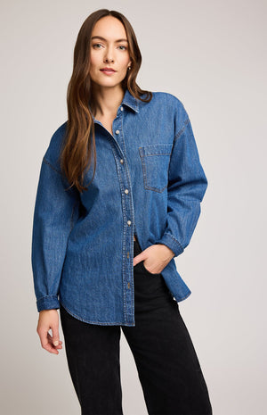 WHITNEY DENIM BUTTON DOWN - MEDIUM WASH