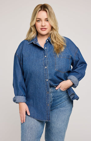 WHITNEY DENIM BUTTON DOWN - MEDIUM WASH
