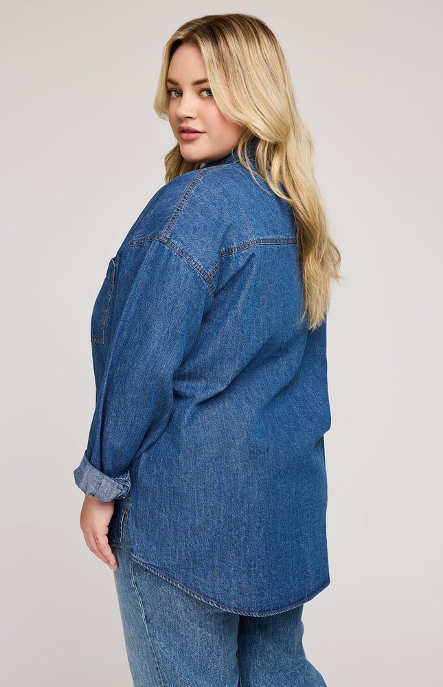 WHITNEY DENIM BUTTON DOWN - MEDIUM WASH