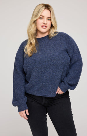 WANDA PULLOVER SWEATER - HEATHER BLUE