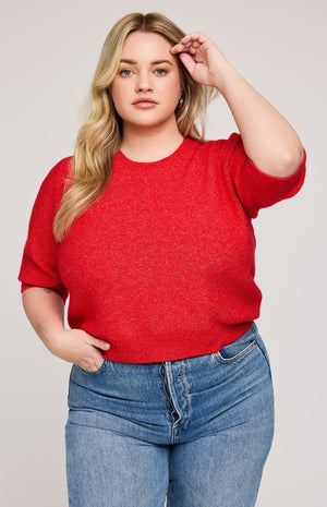 MARISOL KNIT TOP - HEATHER RED